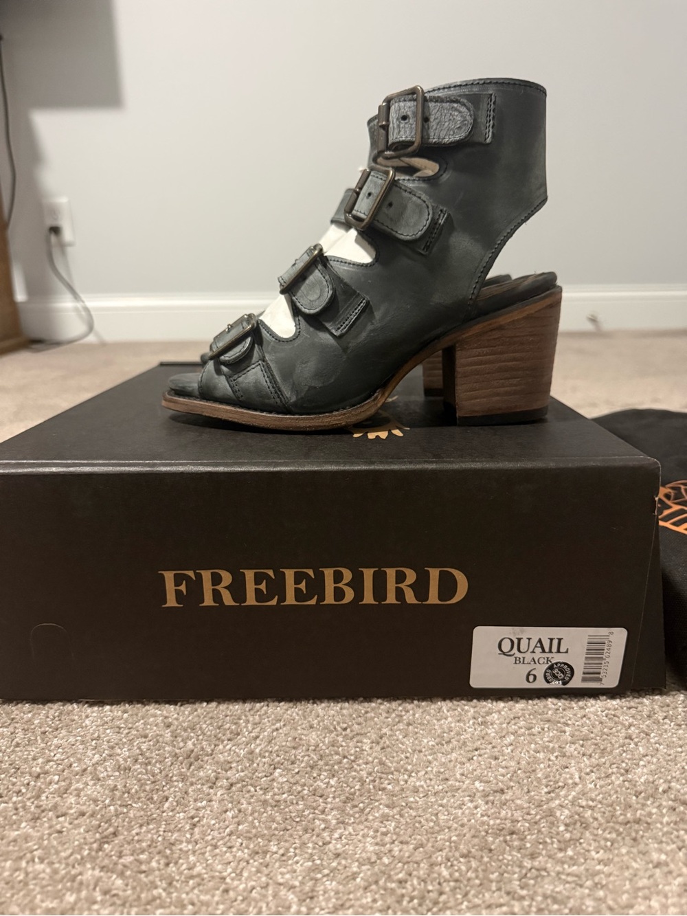 Freebird by Steven Black Multi-Buckle Open-Toe Heeled Sandal